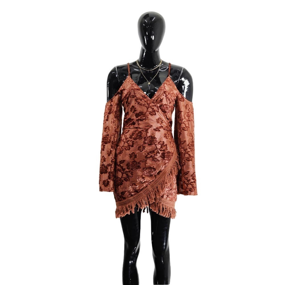 Boho Terracotta Lace Trim Dress Medium ✨ Perfect for Layering!
